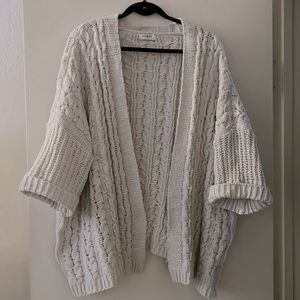 Umgee Open Front Cable Knit Cardigan in Cream